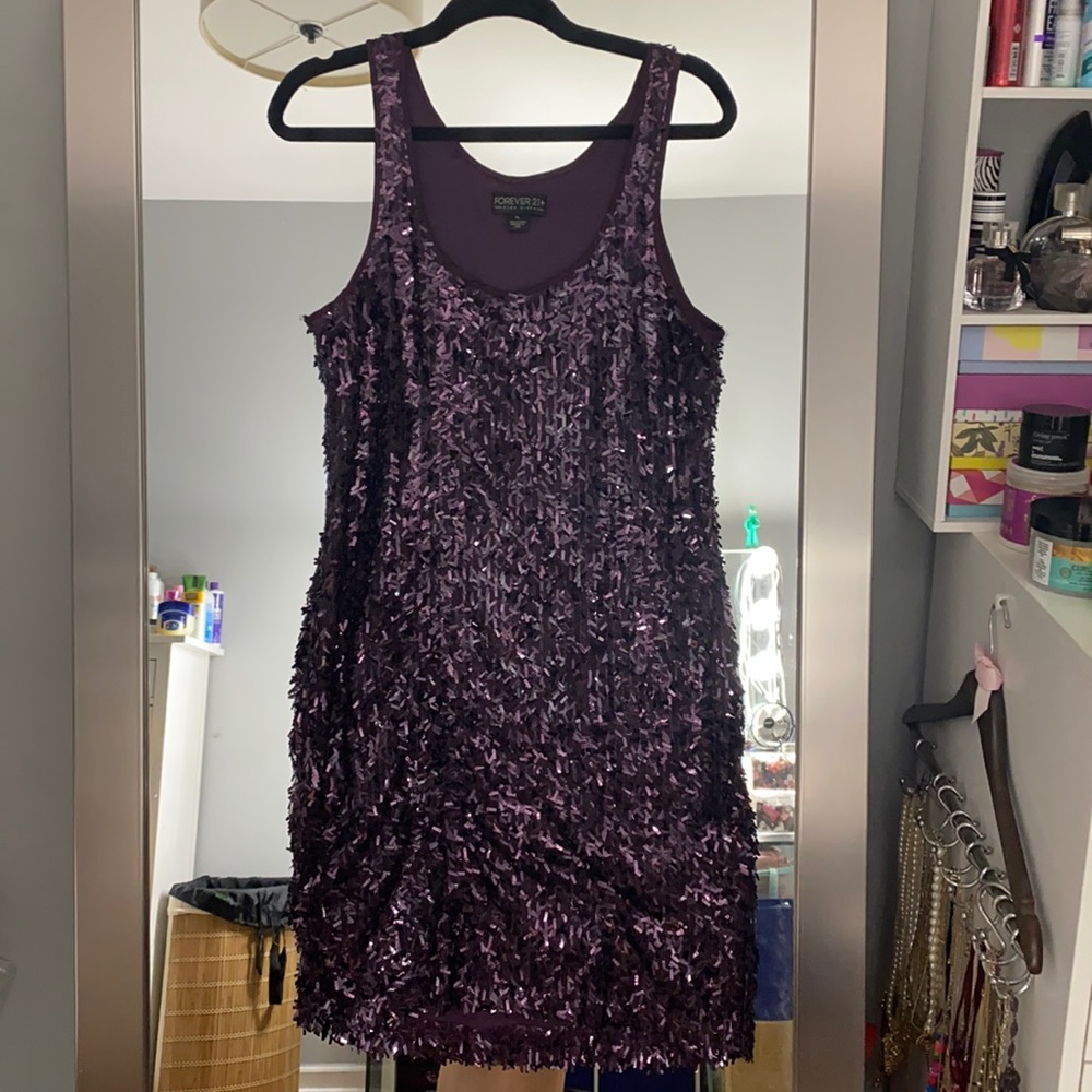 Forever 21 Purple Sequin Mini Dress Sz XL